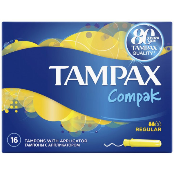 Фото - Тампоны гигиенические Tampax Compak Regular с апликатором 16 шт. (4015400219507)