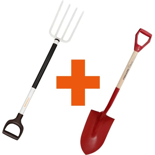 Фото - Набор садовых инструментов Fiskars Вила White +Лопата штыковая Classic FSC (1070715101477)