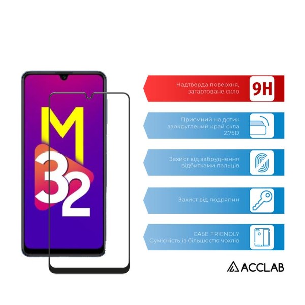 Фото - Захисне скло для смартфону ACCLAB Full Glue for Samsung Galaxy M32 SM-M325F Black (1283126513787)
