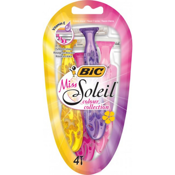 Фото - Станок жіночий одноразовий BIC Miss Soleil Colour Collection 4 шт. (3086123303843)