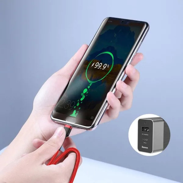 Фото - Кабель синхронізації даних Baseus Cafule Series Type-C PD2.0 60W Flash Charge Cable 3A 1m Red (CATKLF-G09)