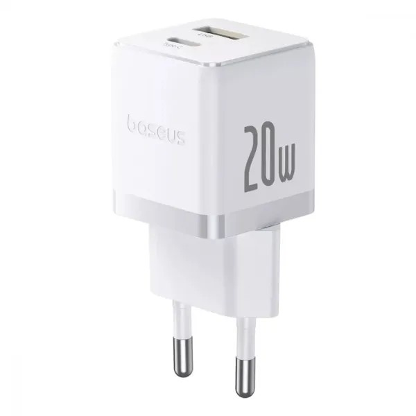 Фото - Сетевое зарядное устройство Baseus Palm Fast Charger C+U 20W EU Moon White (P10111608213-00)