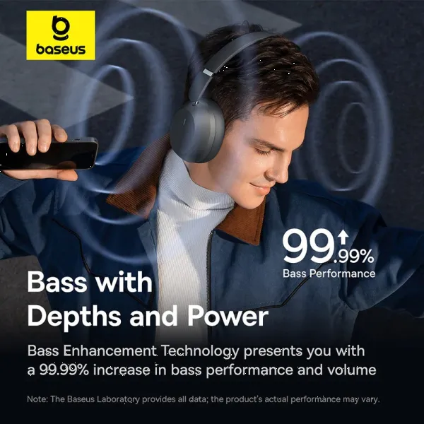 Фото - Навушники накладні бездротові Baseus Bass 35 Max Wireless Headphones Twilight Grey (A00070800821-00)