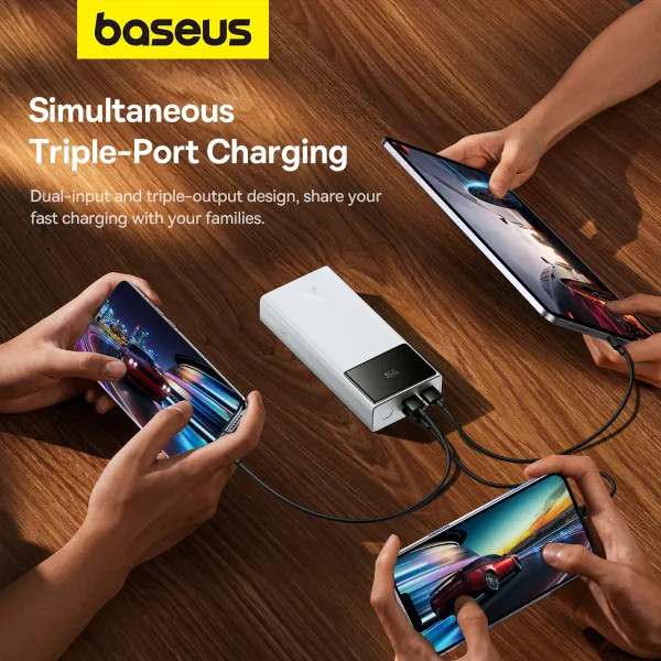Фото - Батарея мобільна Baseus Star-Lord Digital Display Fast Charging Power Bank 30000mAh 30W Moon White (P10022905213-00)
