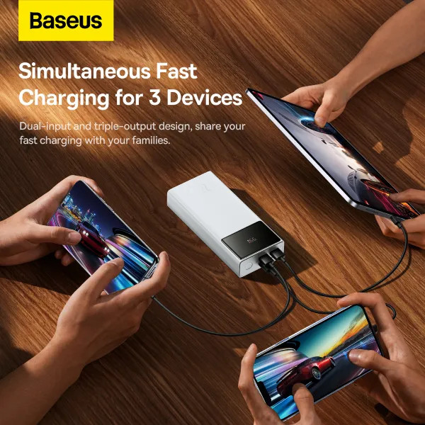 Фото - Батарея мобільна Baseus Star Lord Display 22.5W 30000 mAh QC3.0 PD3.0 White (PPXJ080102)
