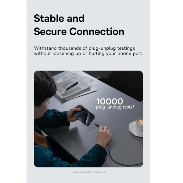 Фото - Кабель синхронізації даних Baseus Gem Series Fast Charging Data Cable Type-C to Type-C 100W 5A 2m Black (P10373000111-01)