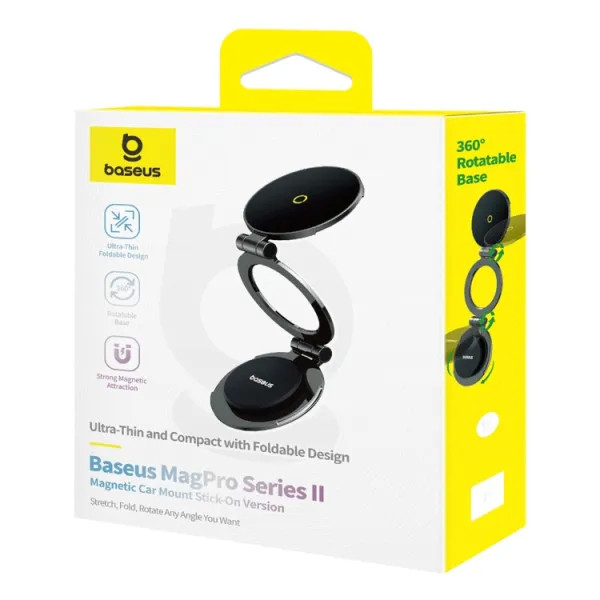 Фото - Автодержатель Baseus MagPro Series II Magnetic Car Mount Stick-on Version Cosmic Black (C40172900121-00)