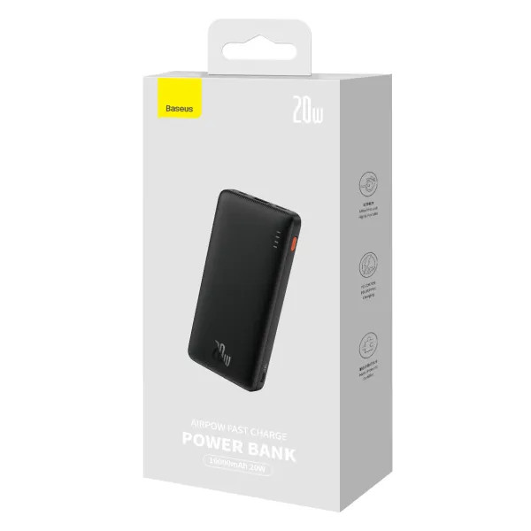Фото - Батарея мобільна Baseus Airpow Fast Charge Power Bank 10000mAh 20W Black (PPQD090001)