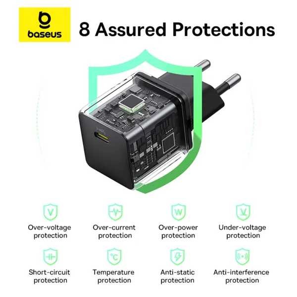 Фото - Сетевое зарядное устройство Baseus Palm Fast Charger 1C 30W EU Cluster Black (P10111605113-00)