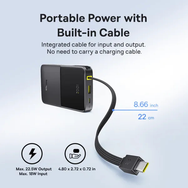 Фото - Батарея мобільна Baseus EnerFill Bipow2 Pro 22.5W 10000mAh Black (E0027600)