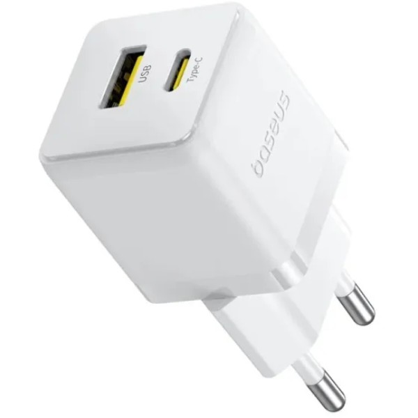 Фото - Сетевое зарядное устройство Baseus Palm Fast Charger C+U 20W EU Moon White (P10111608213-00)