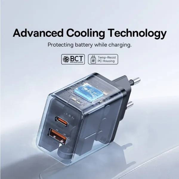 Фото - Сетевое зарядное устройство Baseus Cube Fast Charger C+U 30W EU Cluster Black (P10111404113-00)