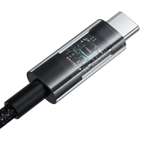 Фото - Кабель синхронізації даних Baseus Gem Series Fast Charging Data Cable Type-C to Type-C 100W 5A 2m Black (P10373000111-01)
