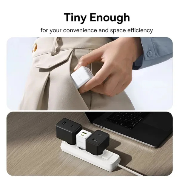 Фото - Мережевий зарядний пристрій Baseus Palm Fast Charger C+U 20W EU Moon White (With Cable Type-C to Type-C 60W 1m) (P10111608213-01)