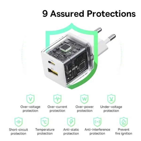 Фото - Сетевое зарядное устройство Baseus Palm Fast Charger C+U 20W EU Moon White (P10111608213-00)