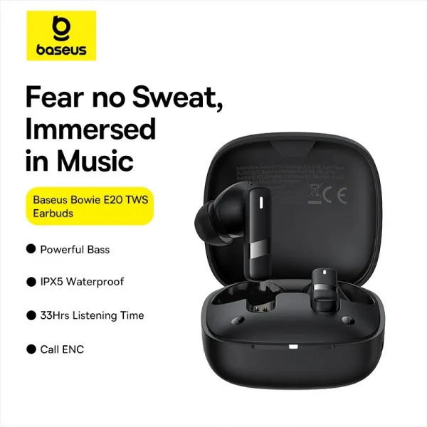 Фото - Навушники вкладиші бездротові TWS Baseus Bowie E20 True Wireless Earphones Cluster Black (A00069700113-00)