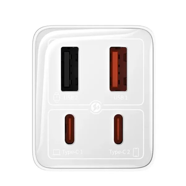 Фото - Мережевий зарядний пристрій Baseus GaN6 Pro Fast Charger 2C+2U 65W EU Moon White (P10162701213-00)