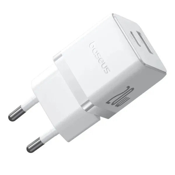 Фото - Мережевий зарядний пристрій Baseus Palm Fast Charger C+U 20W EU Moon White (With Cable Type-C to Type-C 60W 1m) (P10111608213-01)