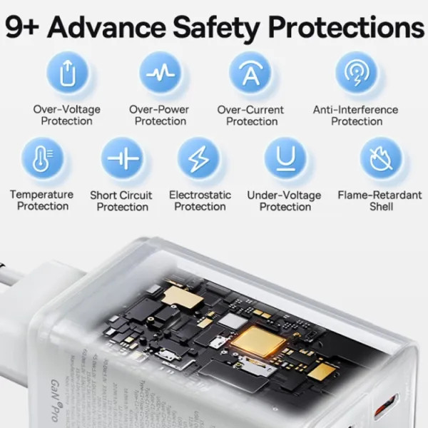 Фото - Мережевий зарядний пристрій Baseus GaN6 Pro Fast Charger 2C+2U 65W EU Moon White (P10162701213-00)