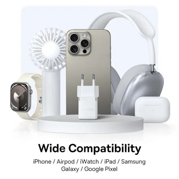 Фото - Сетевое зарядное устройство Baseus Palm Fast Charger C+U 20W EU Moon White (P10111608213-00)