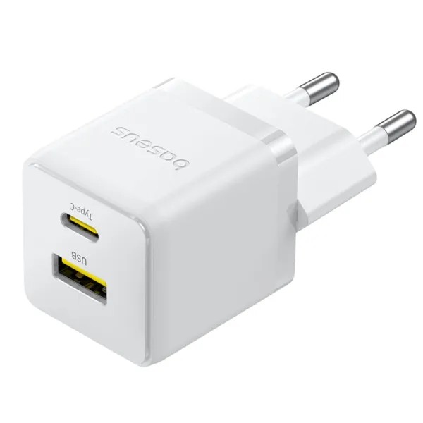 Фото - Мережевий зарядний пристрій Baseus Palm Fast Charger Type-C+USB 30W white (P1011160A213-00)
