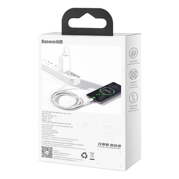 Фото - Кабель Baseus Superior Series USB to Type-C 66W 1m White (CATYS-02)