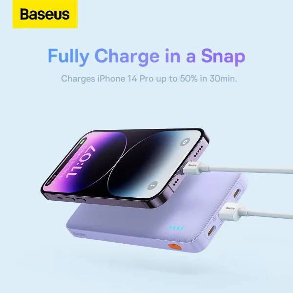Фото - Батарея мобільна Baseus Airpow Fast Charge Power Bank 10000mAh 20W Nebula Purple (P10022801513-00)