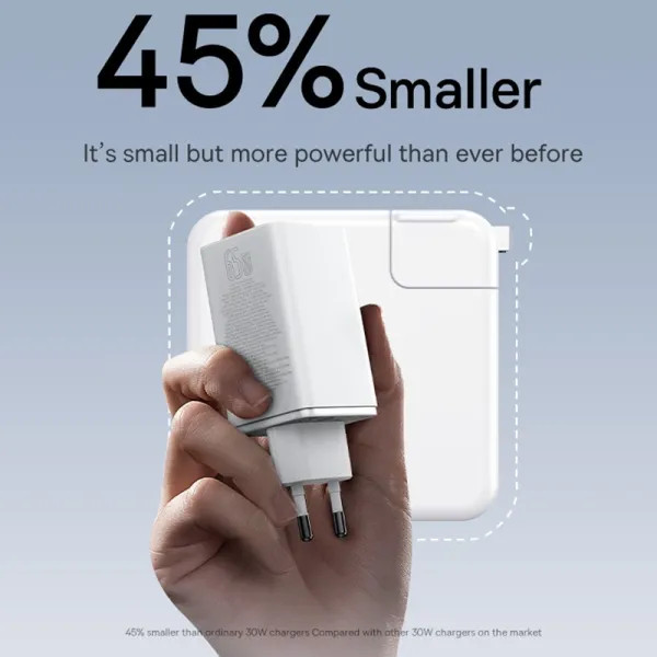 Фото - Мережевий зарядний пристрій Baseus GaN6 Pro Fast Charger 2C+2U 65W EU Moon White (P10162701213-00)