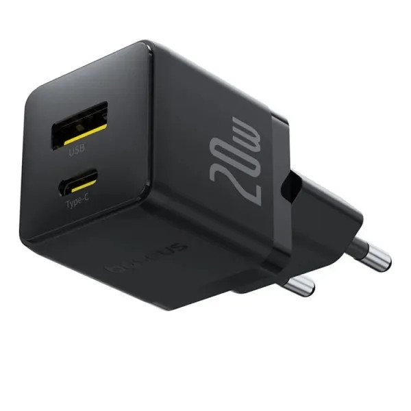 Фото - Сетевое зарядное устройство Baseus Palm Fast Charger C+U 20W EU Cluster Black (P10111608113-00)