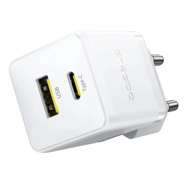 Фото - Сетевое зарядное устройство Baseus Palm Fast Charger C+U 20W EU Moon White (P10111608213-00)