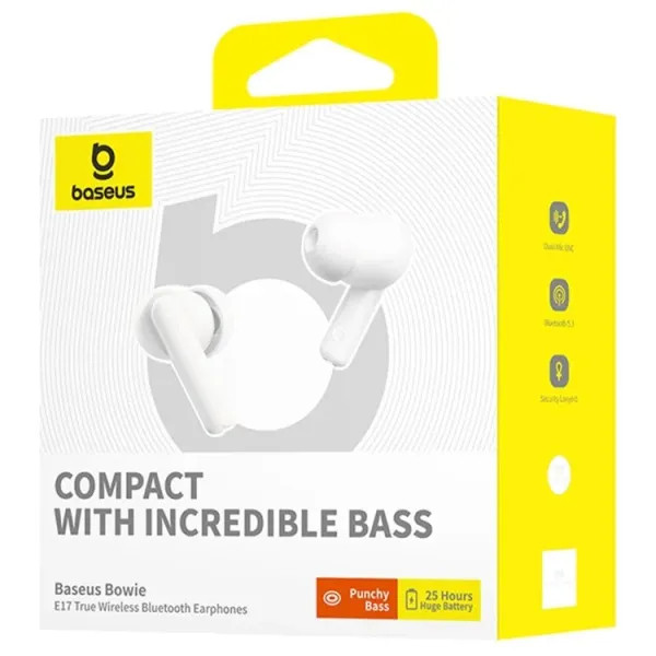 Фото - Навушники вкладиші бездротові TWS Baseus Bowie E17 True Wireless Bluetooth Earphones Stellar White (A00072200223-Z1)