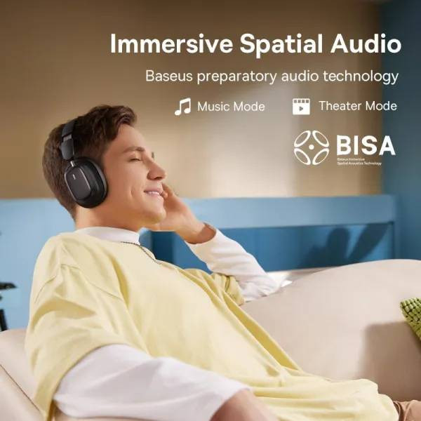 Фото - Навушники повнорозмірні бездротові Baseus Bowie H1i Noise-Cancellation Cluster Black (A00050402113-00)