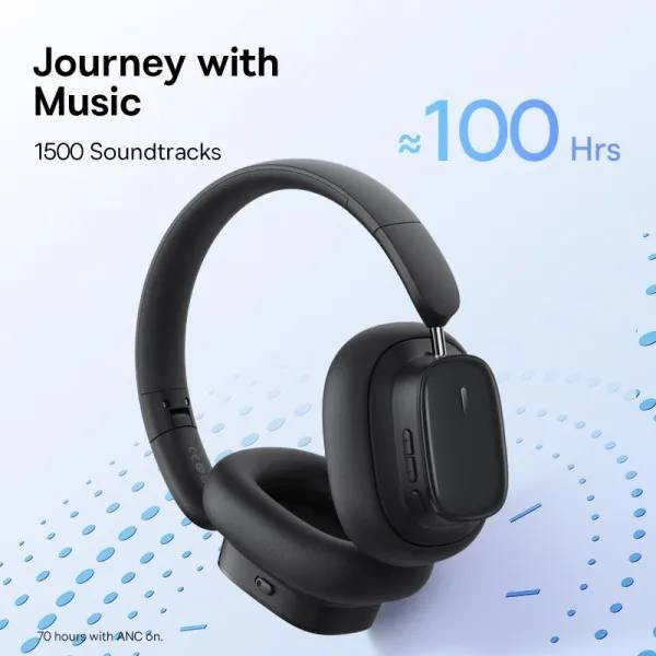 Фото - Навушники повнорозмірні бездротові Baseus Bowie H1i Noise-Cancellation Cluster Black (A00050402113-00)