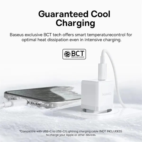 Фото - Сетевое зарядное устройство Baseus Palm Fast Charger C+U 20W EU Moon White (P10111608213-00)