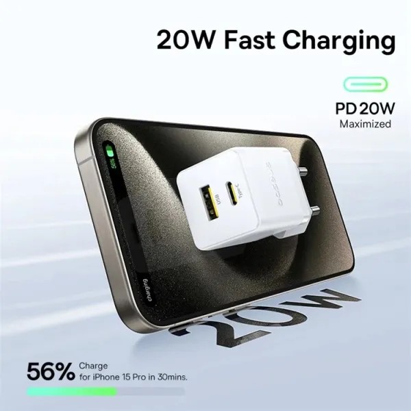 Фото - Сетевое зарядное устройство Baseus Palm Fast Charger C+U 20W EU Moon White (P10111608213-00)