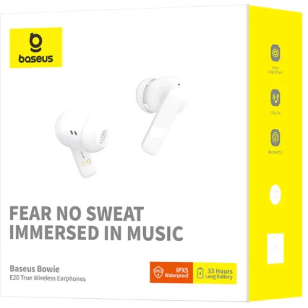 Фото - Навушники вкладиші бездротові TWS Baseus Bowie E20 True Wireless Earphones Stellar White (A00069700223-00)