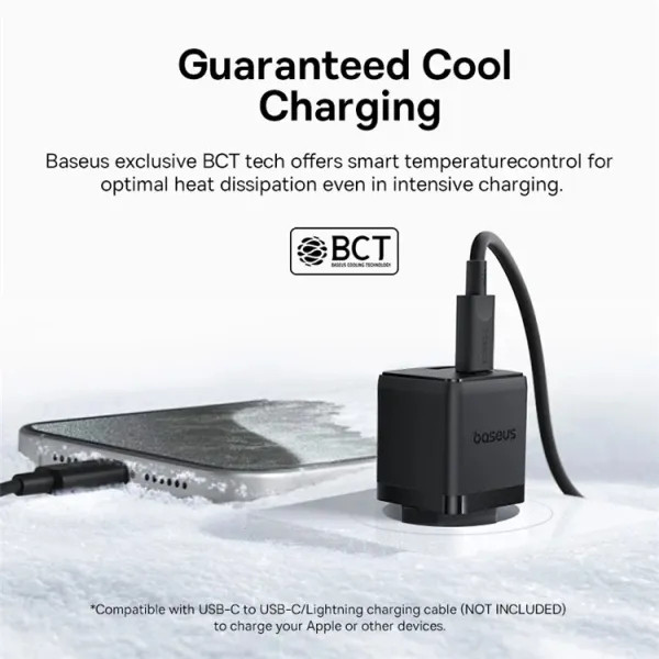 Фото - Мережевий зарядний пристрій Baseus Palm Fast Charger Type-C+USB 20W (P10111608113-01)