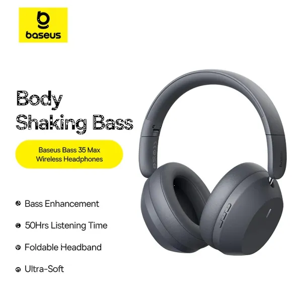 Фото - Навушники накладні бездротові Baseus Bass 35 Max Wireless Headphones Twilight Grey (A00070800821-00)