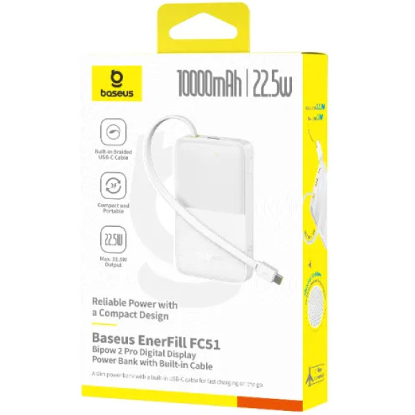Фото - Батарея мобільна Baseus EnerFill Bipow2 Pro 22.5W 10000mAh White (E0027601)