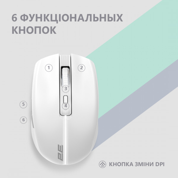 Фото - Миша бездротова 2E MF270 Silent Rechargeable WL White