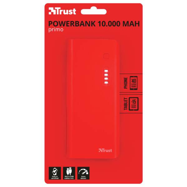 Фото - Батарея мобильная Trust Primo 10000 mAh Red (22752)
