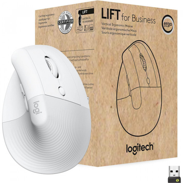 Фото - Миша бездротова Logitech Lift for Mac Vertical Ergonomic Off White (910-006477)