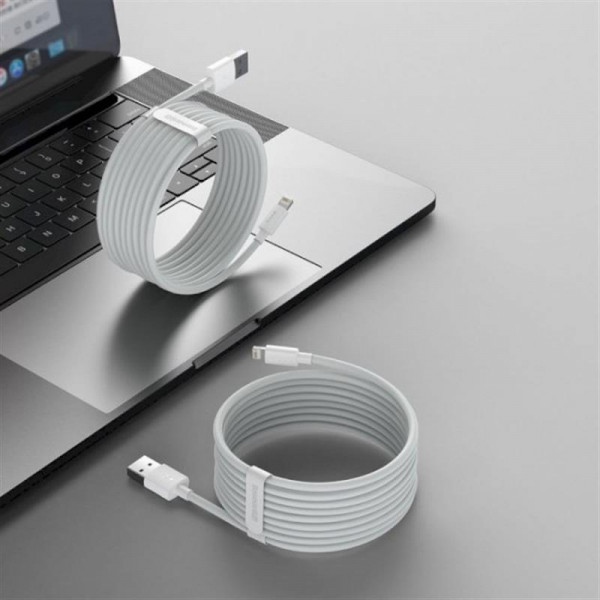 Фото - Кабель синхронізації даних Baseus Simple Wisdom USB-Lightning 1.5m White 2шт (TZCALZJ-02)