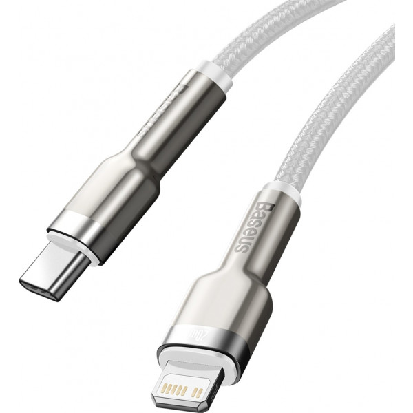 Фото - Кабель Baseus Cafule Metal USB-C-Lightning 2m White (CATLJK-B02)