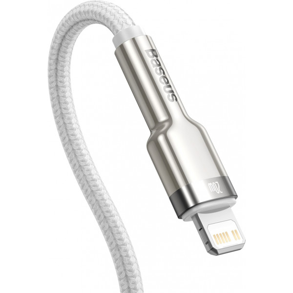 Фото - Кабель Baseus Cafule Metal USB-C-Lightning 2m White (CATLJK-B02)