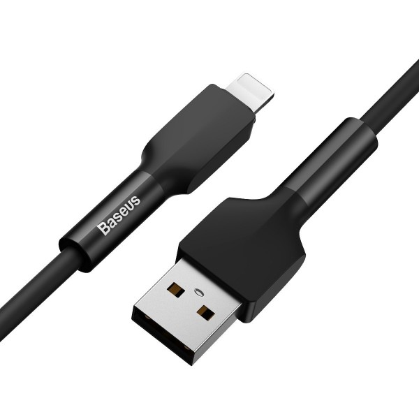 Фото - Кабель Baseus Silica Gel USB-Lightning 2.4A 1m Black (CALGJ-01)