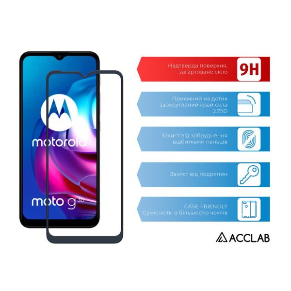 Фото - Захисне скло для смартфону ACCLAB Full Glue for Motorola Moto G10/G30 Black (1283126514371)