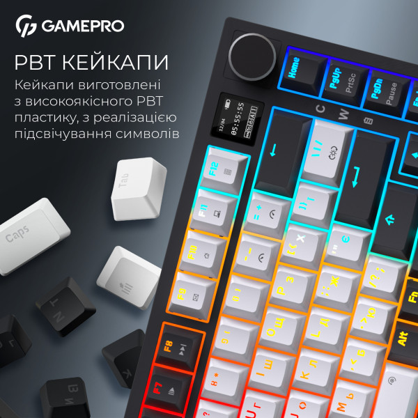 Фото - Клавіатура бездротова ігрова GamePro Asgard Valhalla Pro 75% Wireless/Bluetooth/USB White (MK160W-D-Pro)