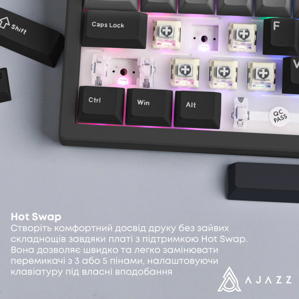 Фото - Клавіатура дротова ігрова Ajazz AK650 Day Dream switches Gradient Black Gray (AK650-DD-BG)