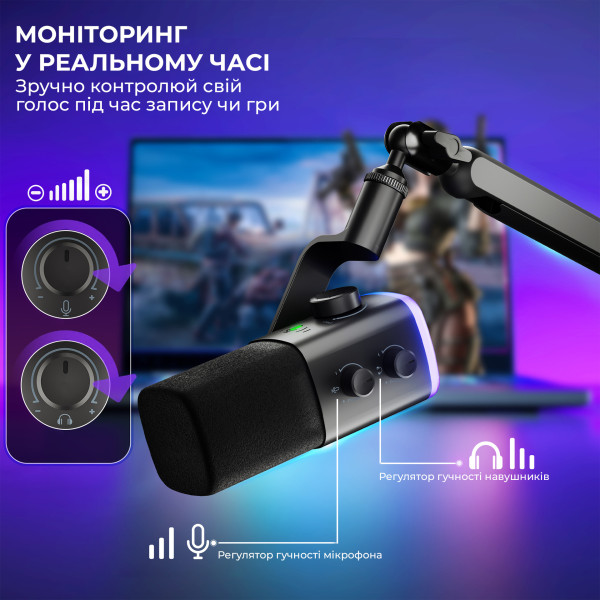 Фото - Мікрофон для компьютера Fifine AM9 XLR/USB Black